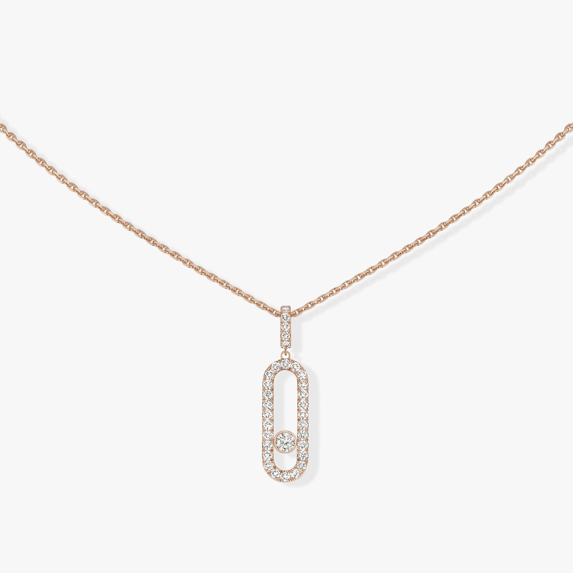 collier move uno gm pavé, or rose