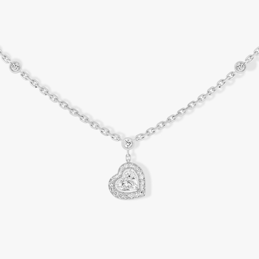 collier joy diamant cœur, or blanc