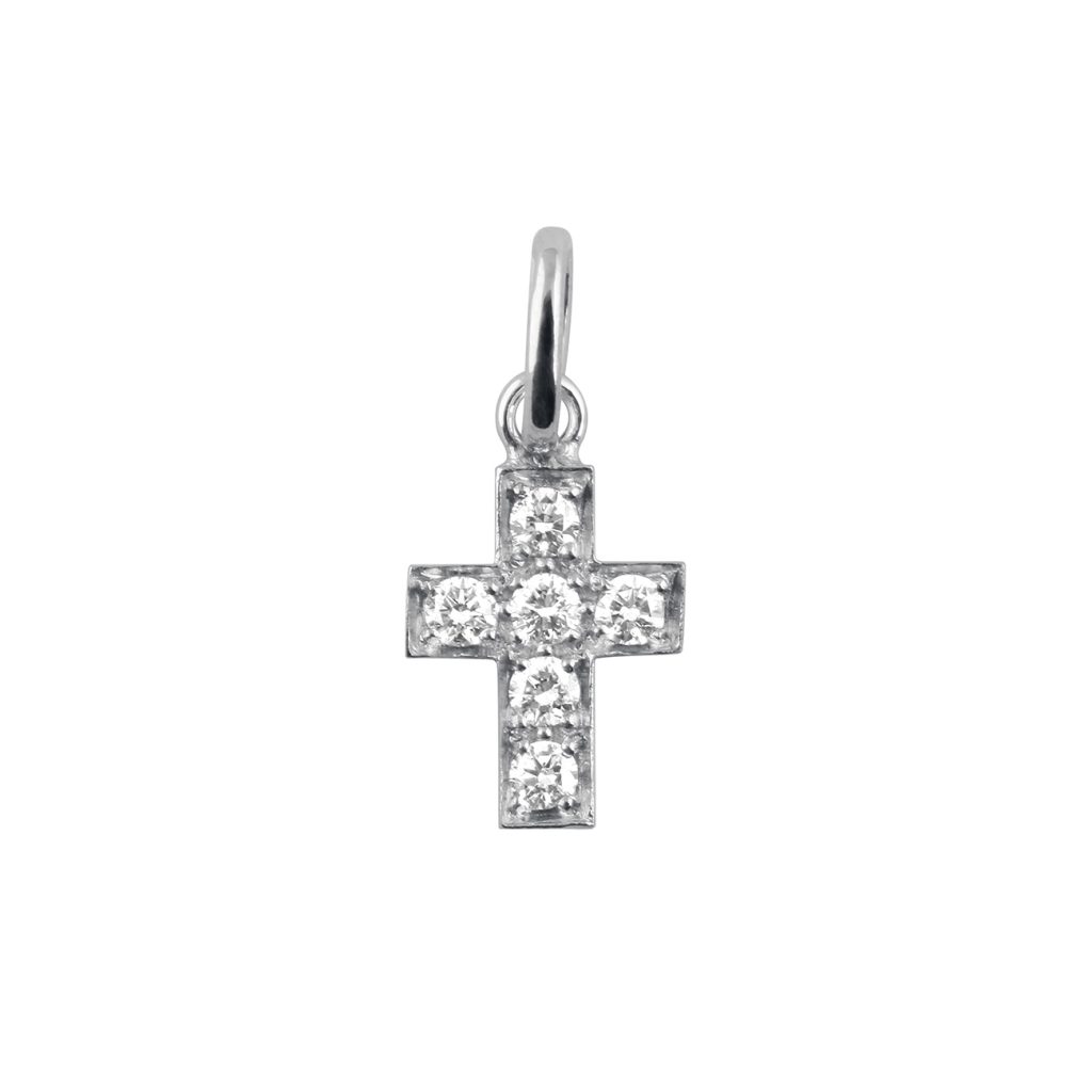 pendentif croix diamants, or blanc