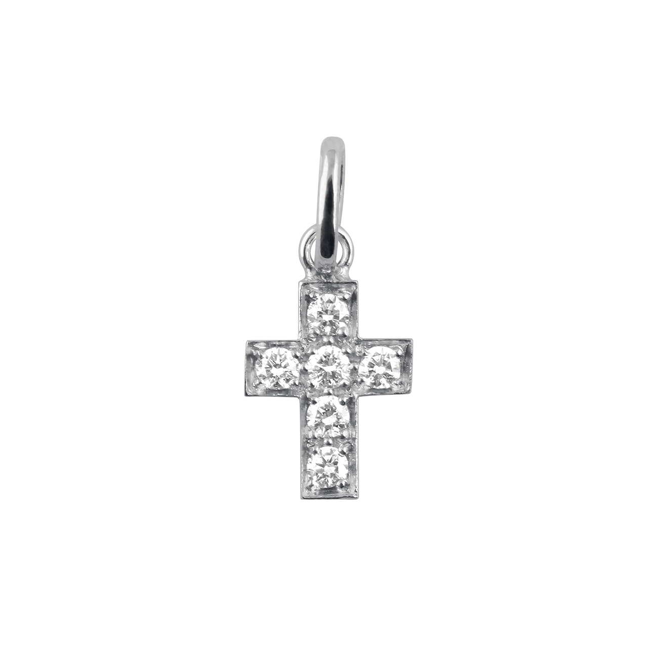 pendentif croix diamants, or blanc