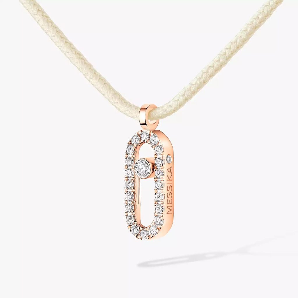 collier cordon messika care(s) crème pavé, or rose