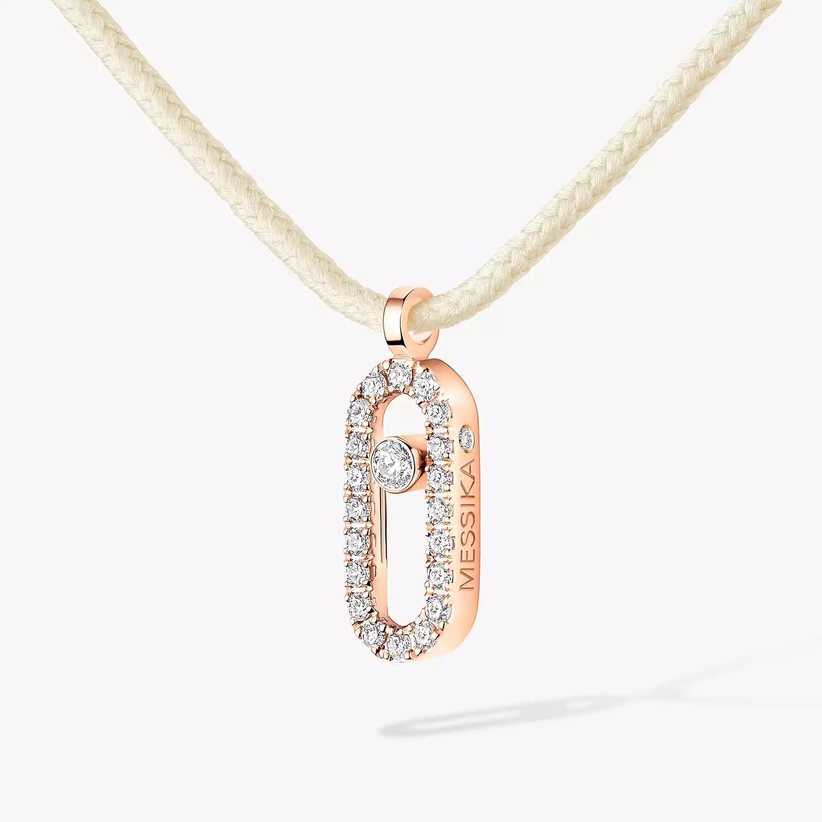collier cordon messika care(s) crème pavé, or rose