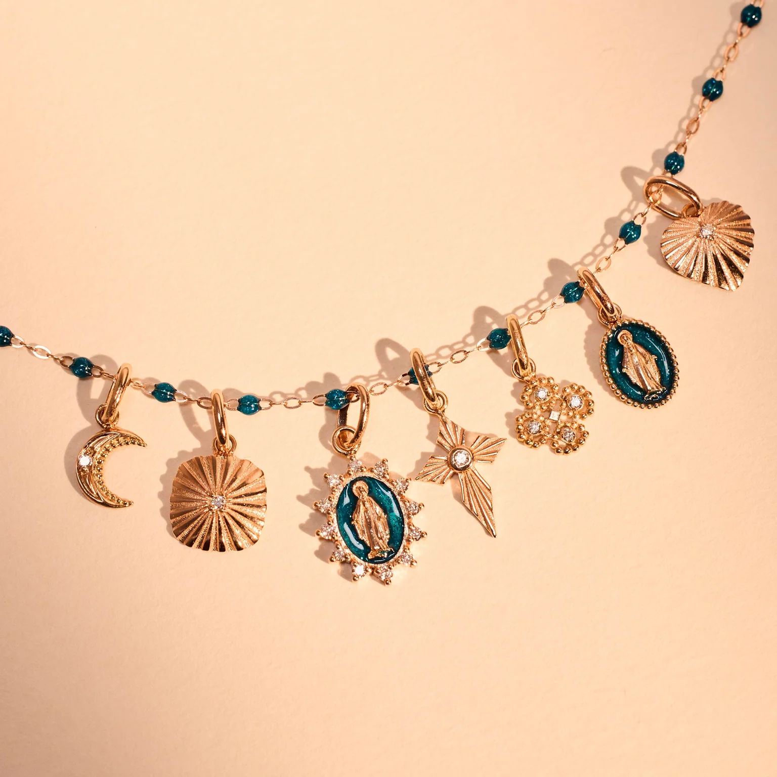pendentif lucky trèfle, diamants, or rose