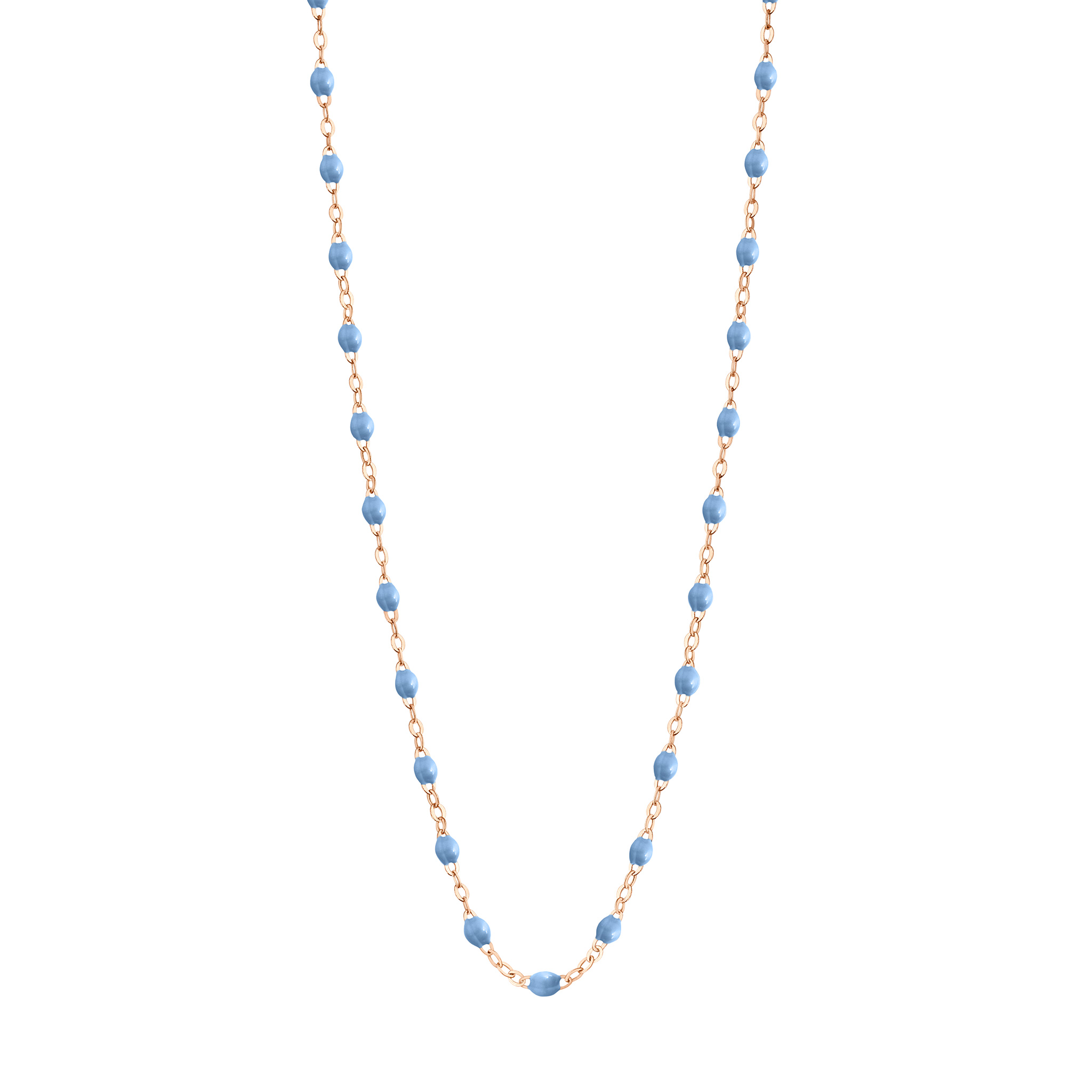 collier bleu ciel classique gigi, or rose, 42 cm