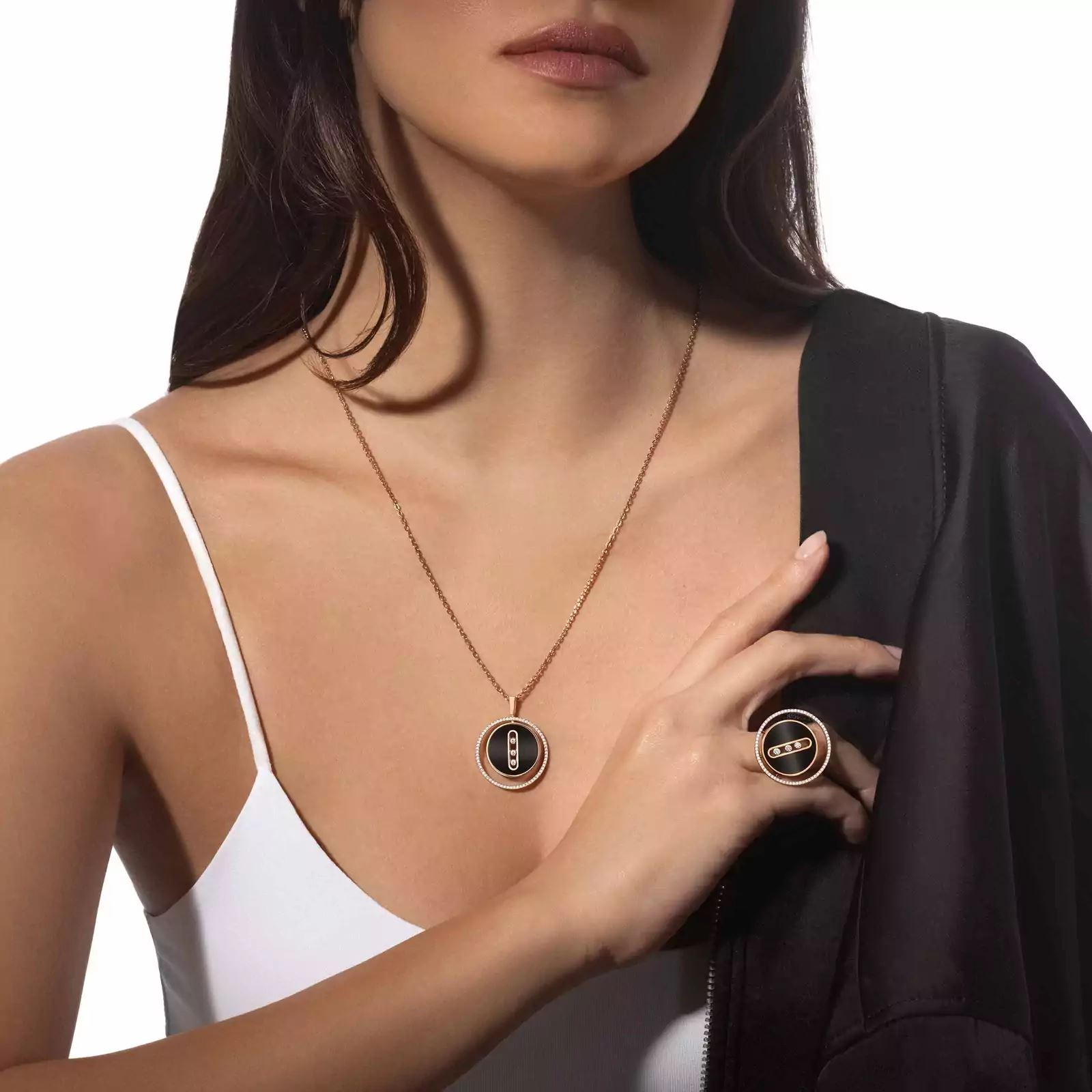 collier lucky move mm onyx, or rose