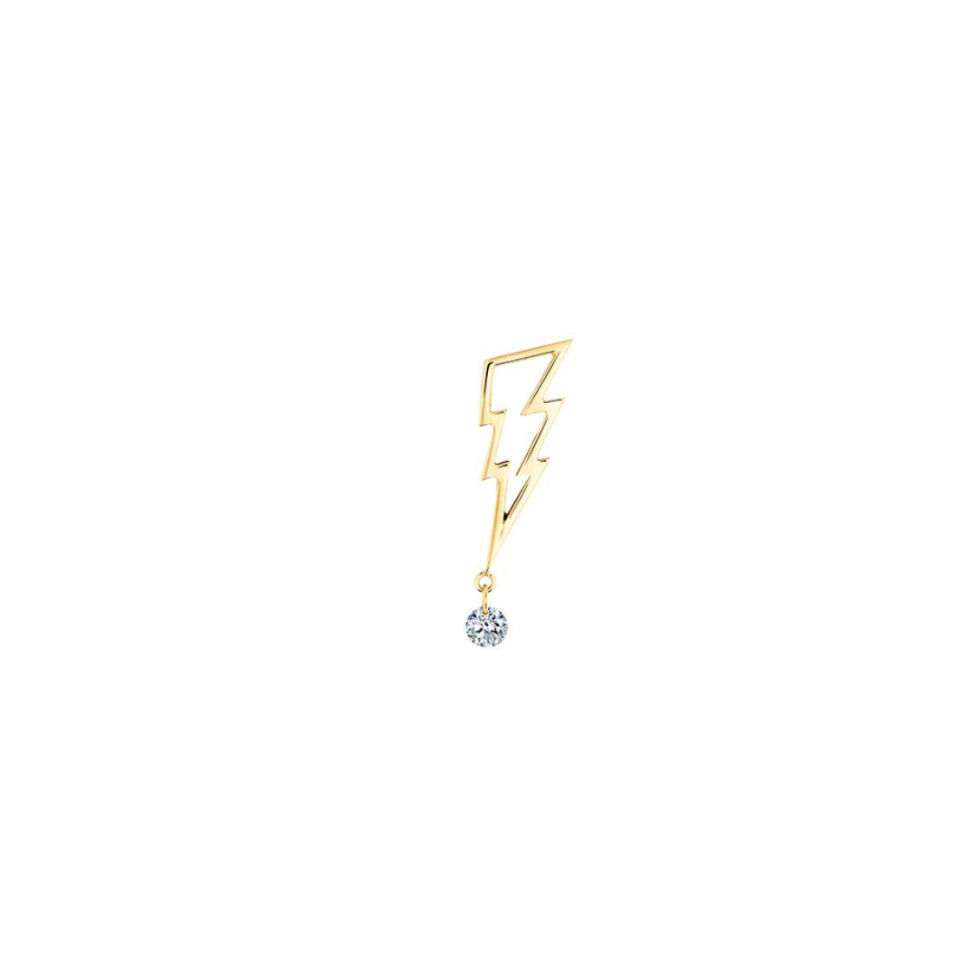 pin's / boucle d'oreilles, pop coup de foudre, diamant, or jaune