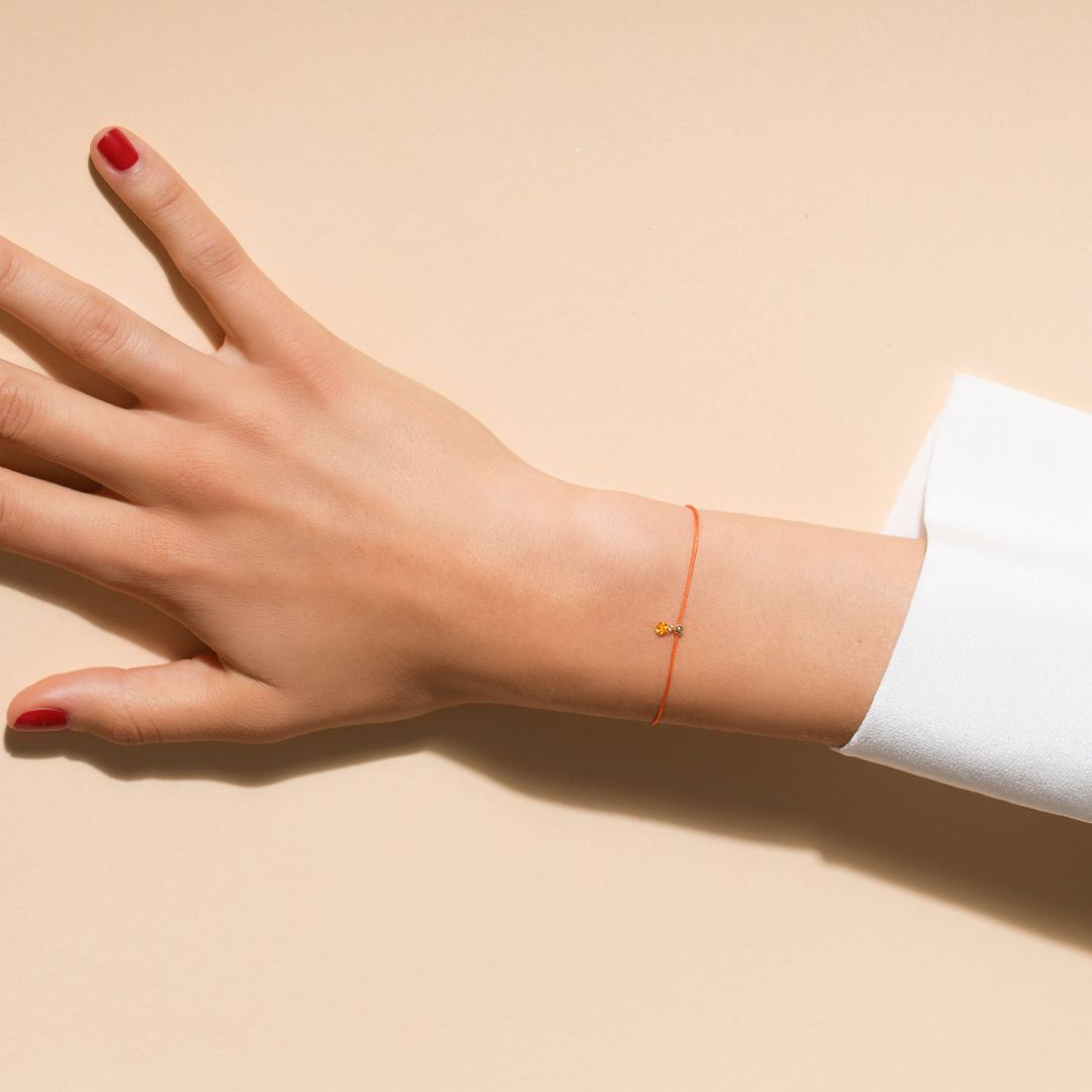 bracelet cordon bb orange, saphir orange, or jaune