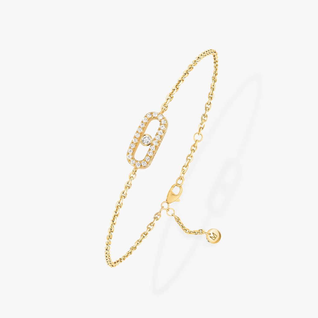 bracelet care(s) pavé, or jaune