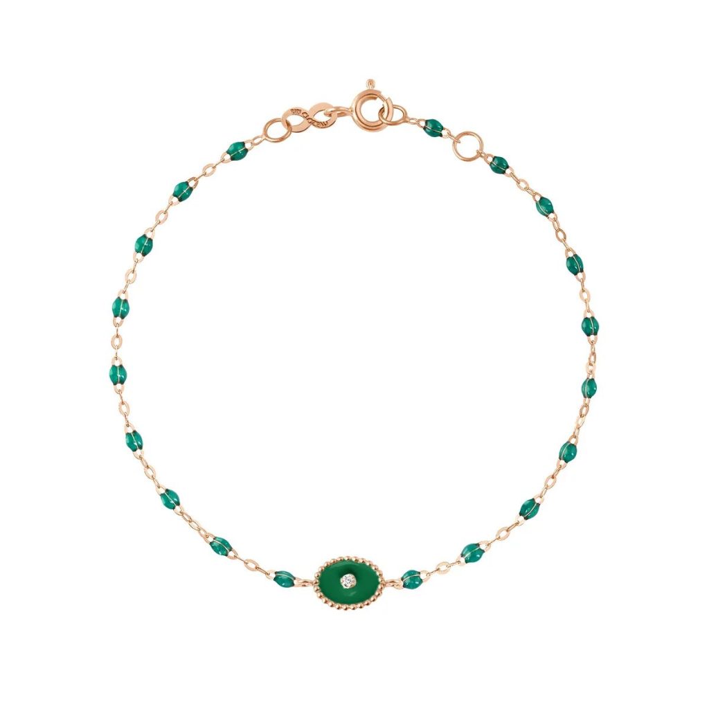 bracelet émeraude etoile du nord diamant, or rose, 17 cm