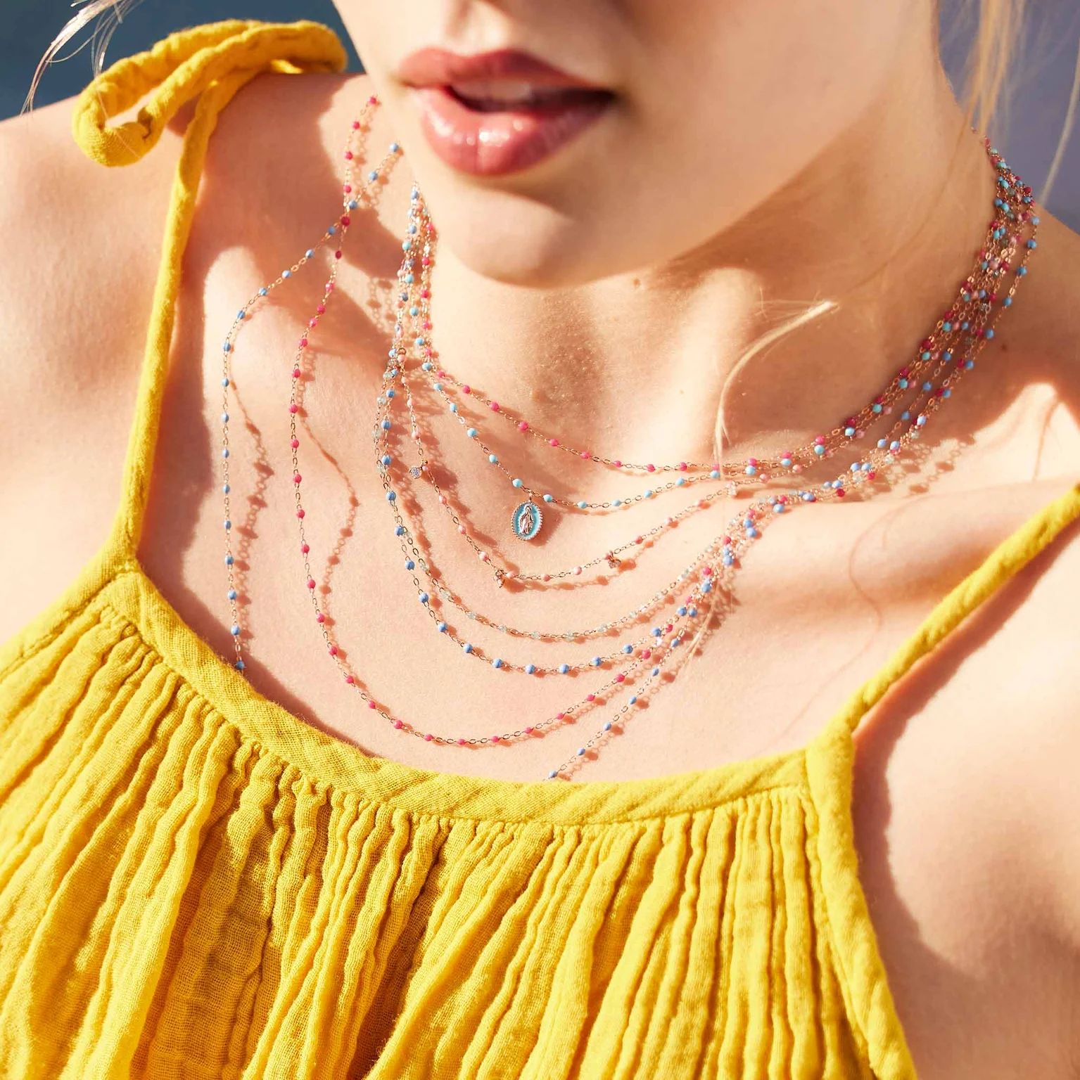 collier bonbon classique gigi, or rose, 42 cm