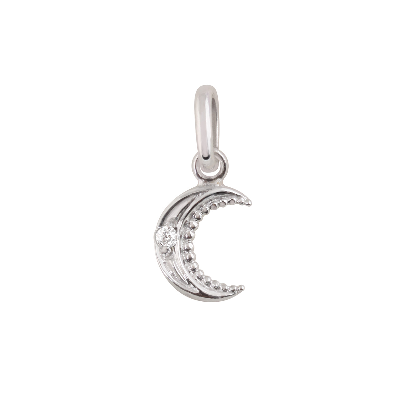 pendentif petite lune, diamant, or blanc