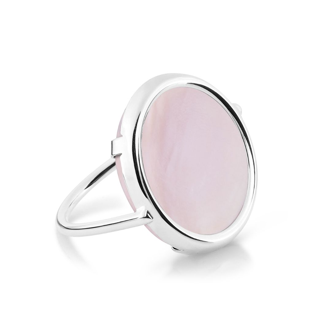 bague disc ring nacre rose, or blanc, t 52