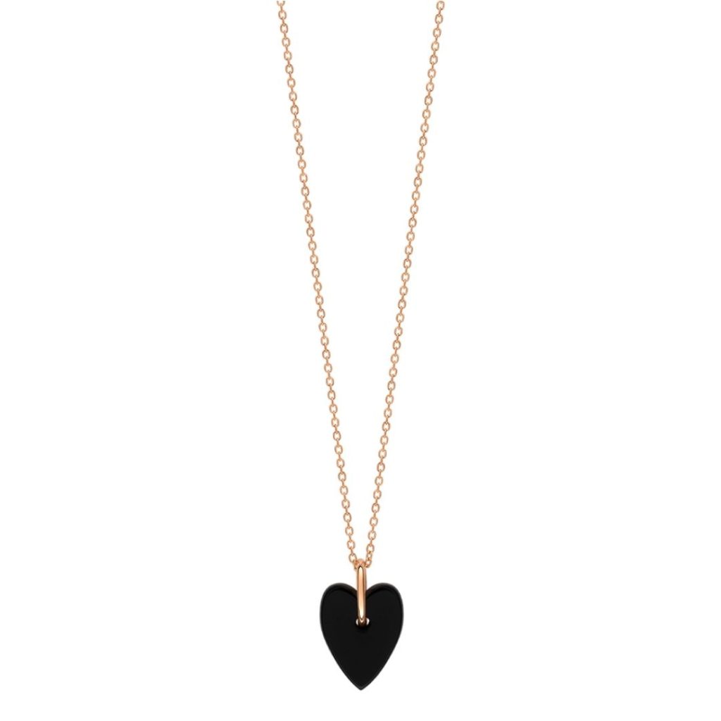 collier angele mini heart onyx, or rose