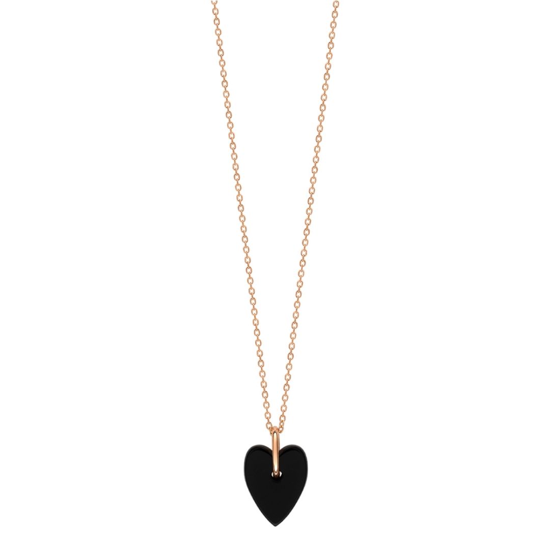 collier angele mini heart onyx, or rose