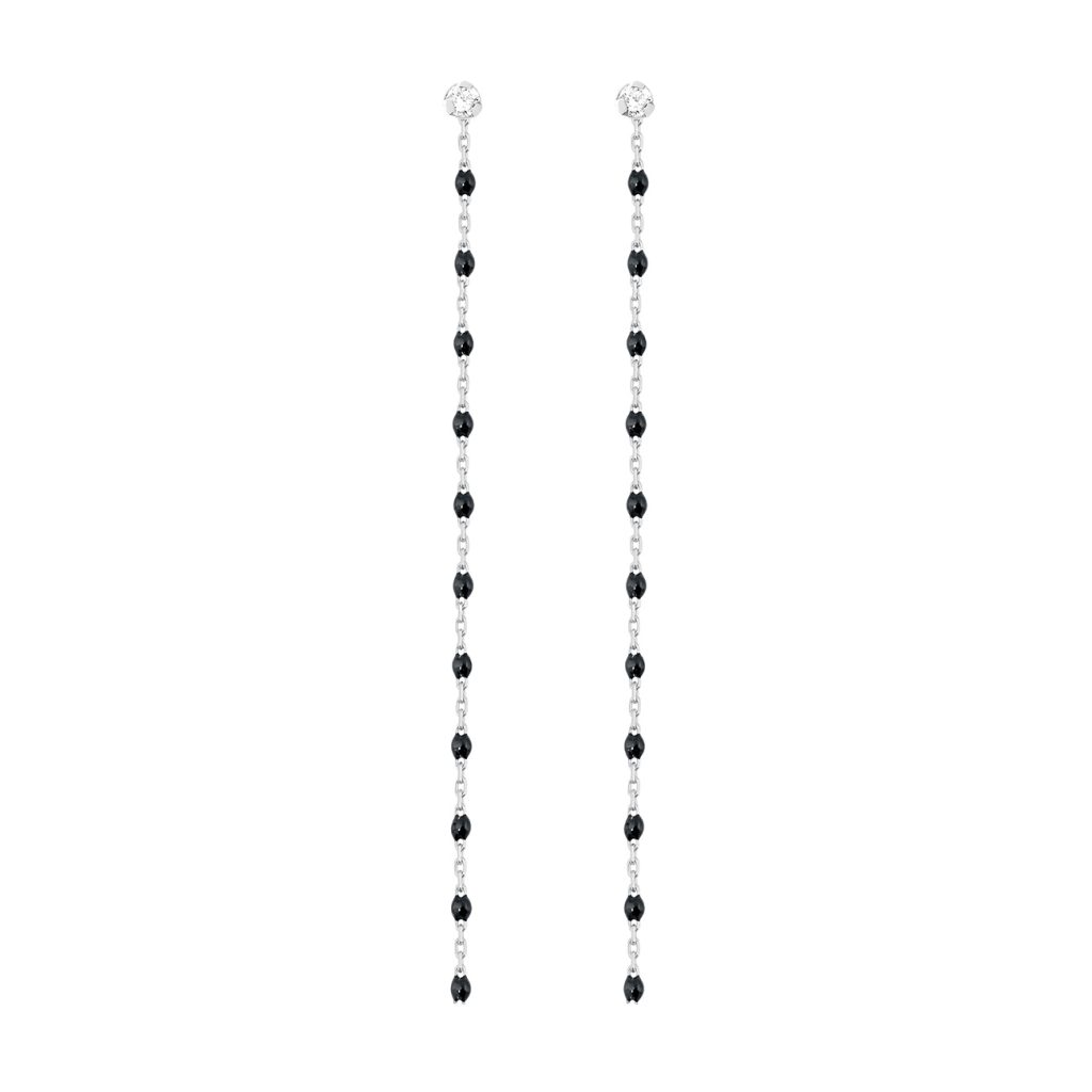 boucles d'oreilles noire gigi party, diamants, or blanc