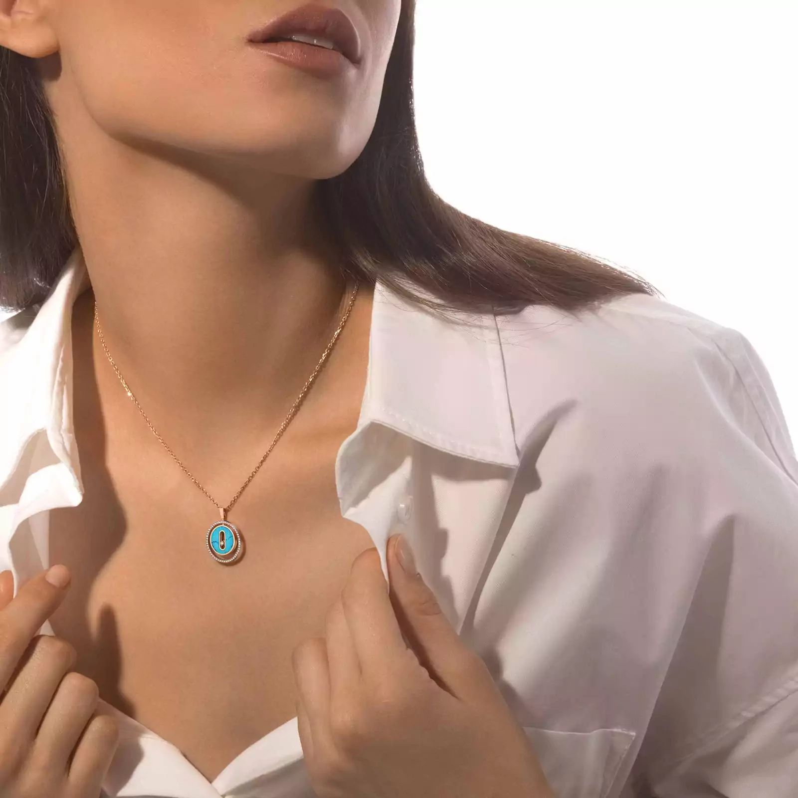 collier lucky move pm turquoise, or rose