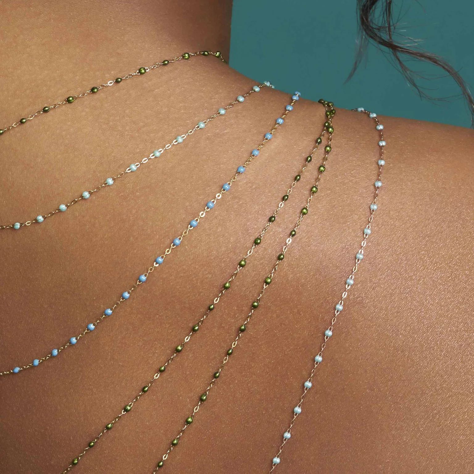 collier scarabée classique gigi, or rose, 42 cm.