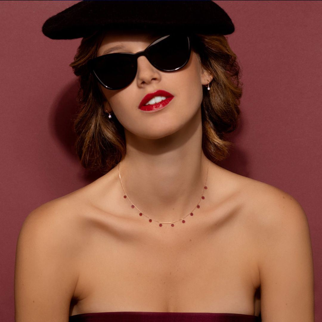 collier polka rhodolite, or rose
