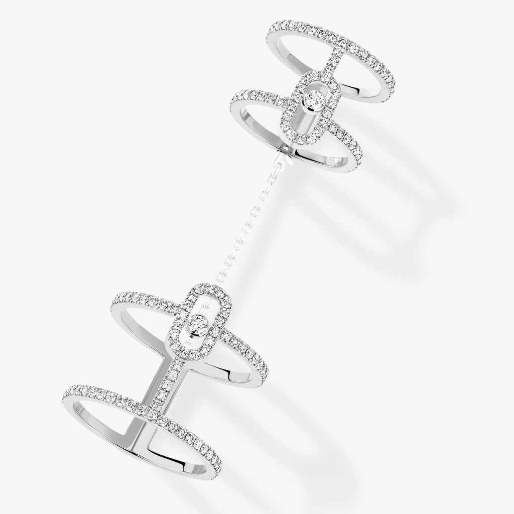 bague move uno double, or blanc