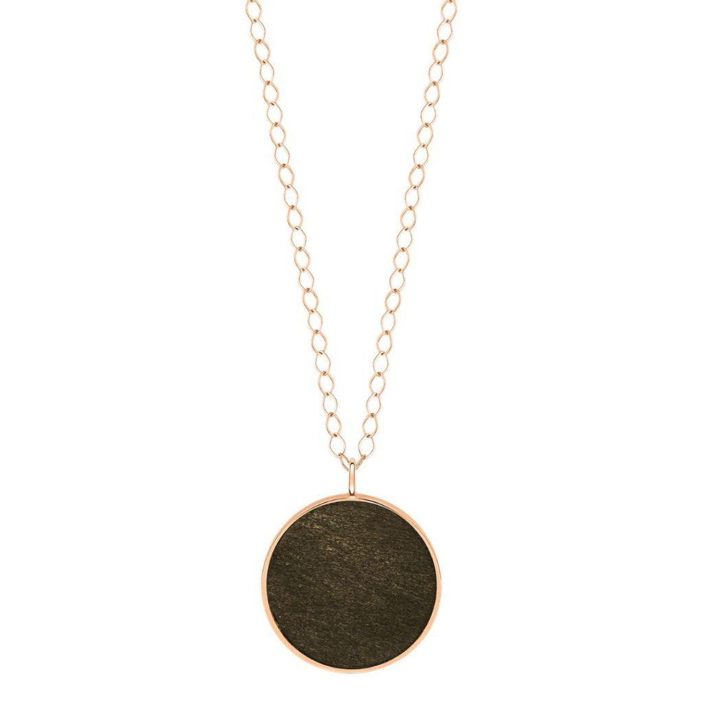 collier jumbo ever disc obsidienne dorée, or rose