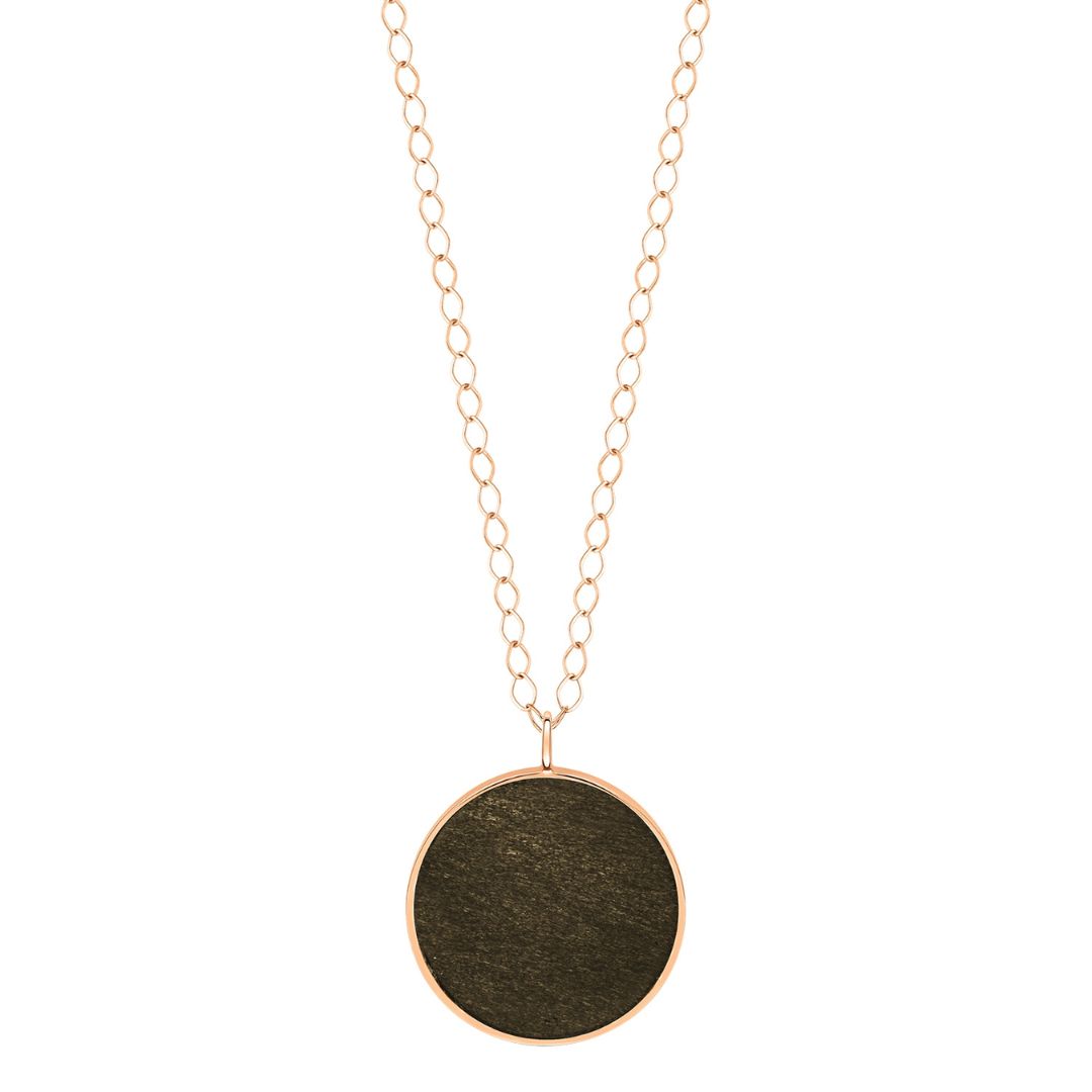 collier jumbo ever disc obsidienne dorée, or rose