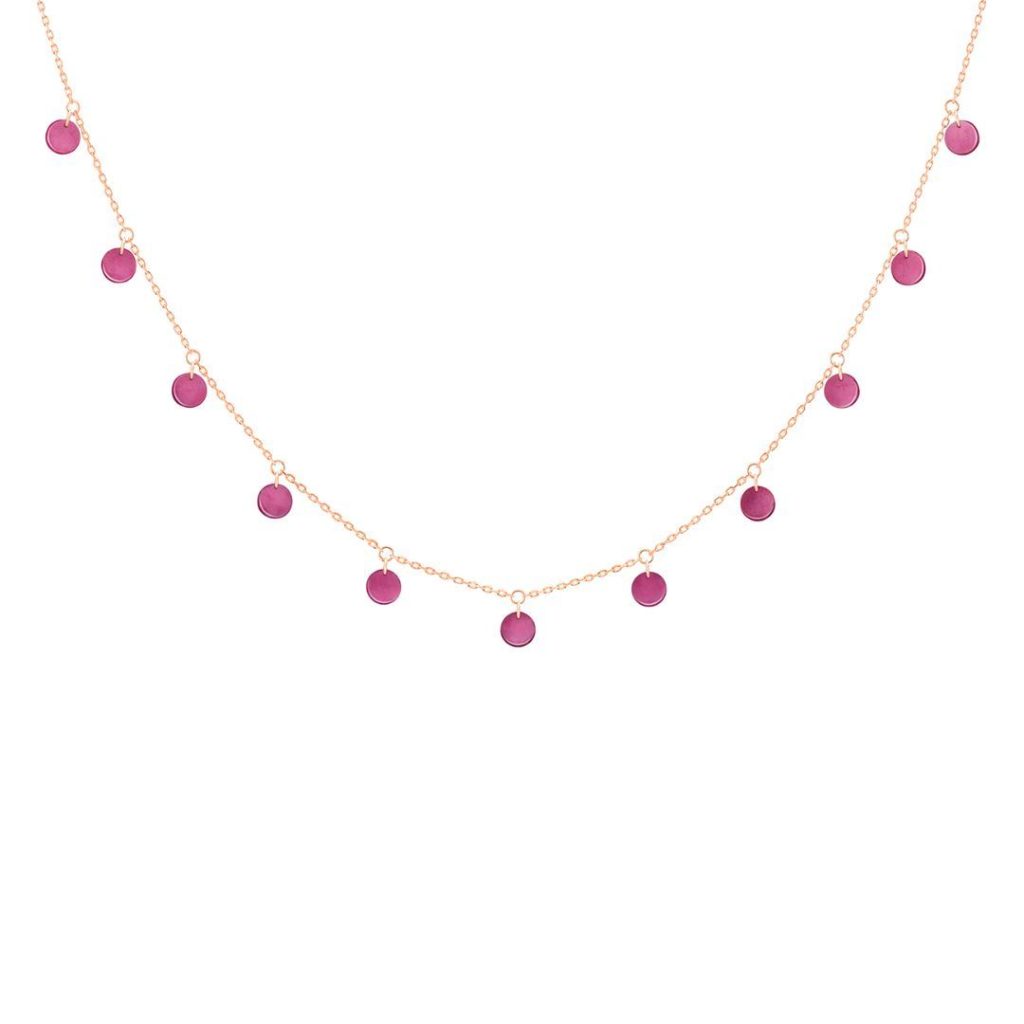 collier polka rhodolite, or rose