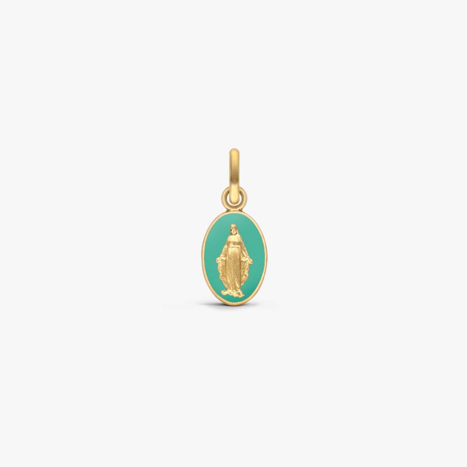 médaille miraculeuse vert d'eau, or jaune