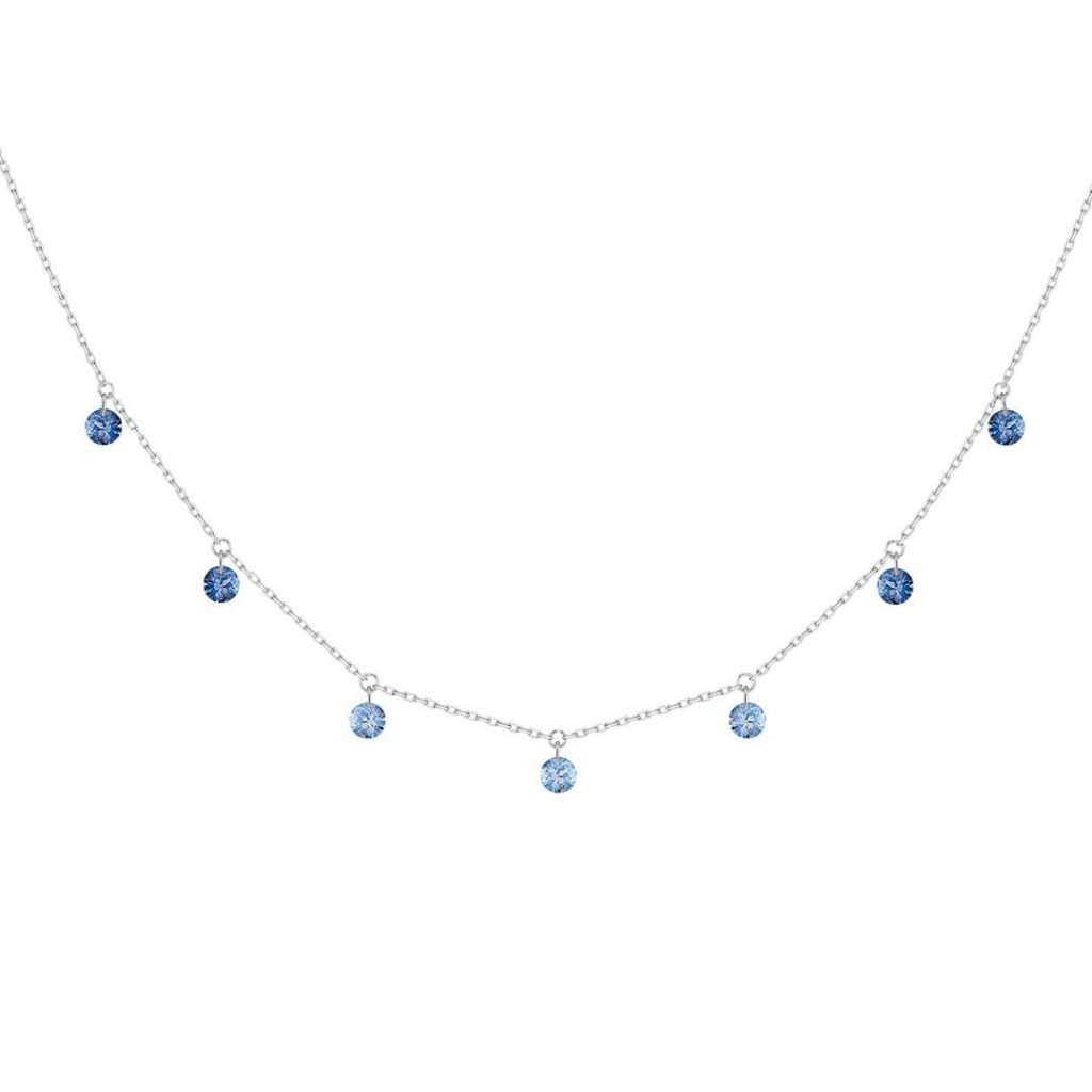collier confetti bleu, or blanc