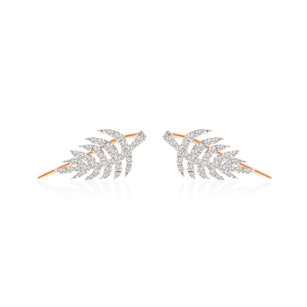 boucles d'oreilles palms diamants, or rose