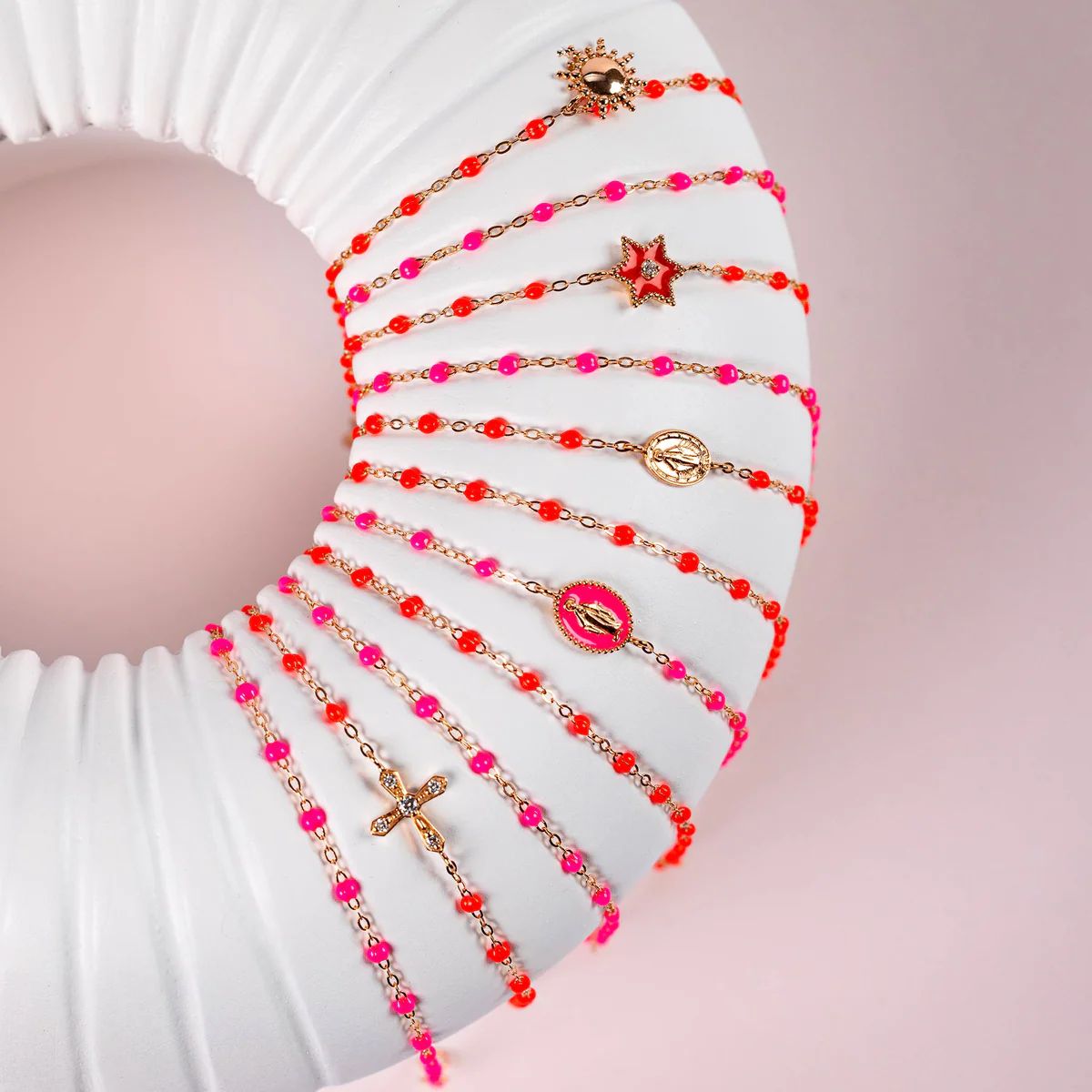 bracelet rose fluo classique gigi, or rose, 17 cm