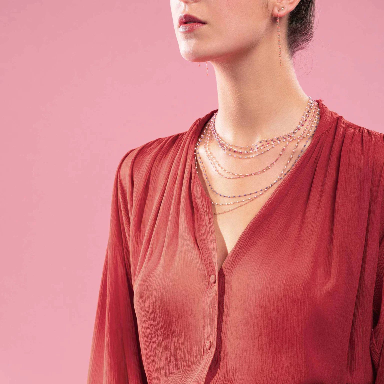 collier saumon classique gigi, or rose, 42 cm