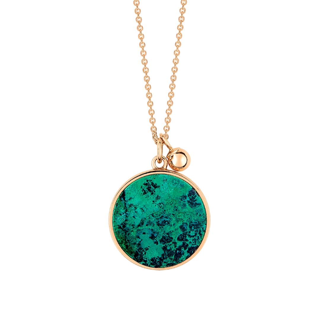 collier ever disc chrysocolle, or rose