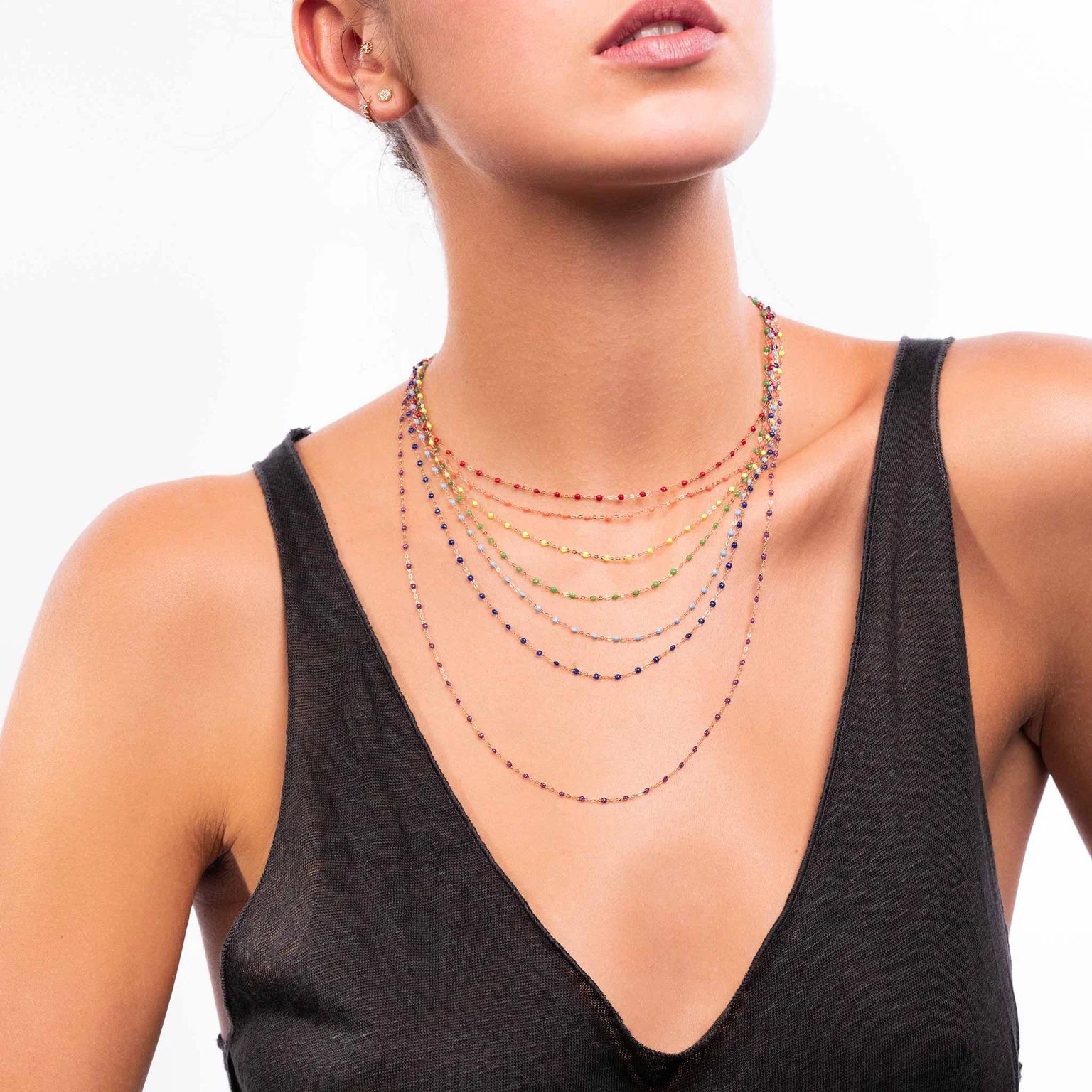 collier coquelicot classique gigi, or rose, 42 cm