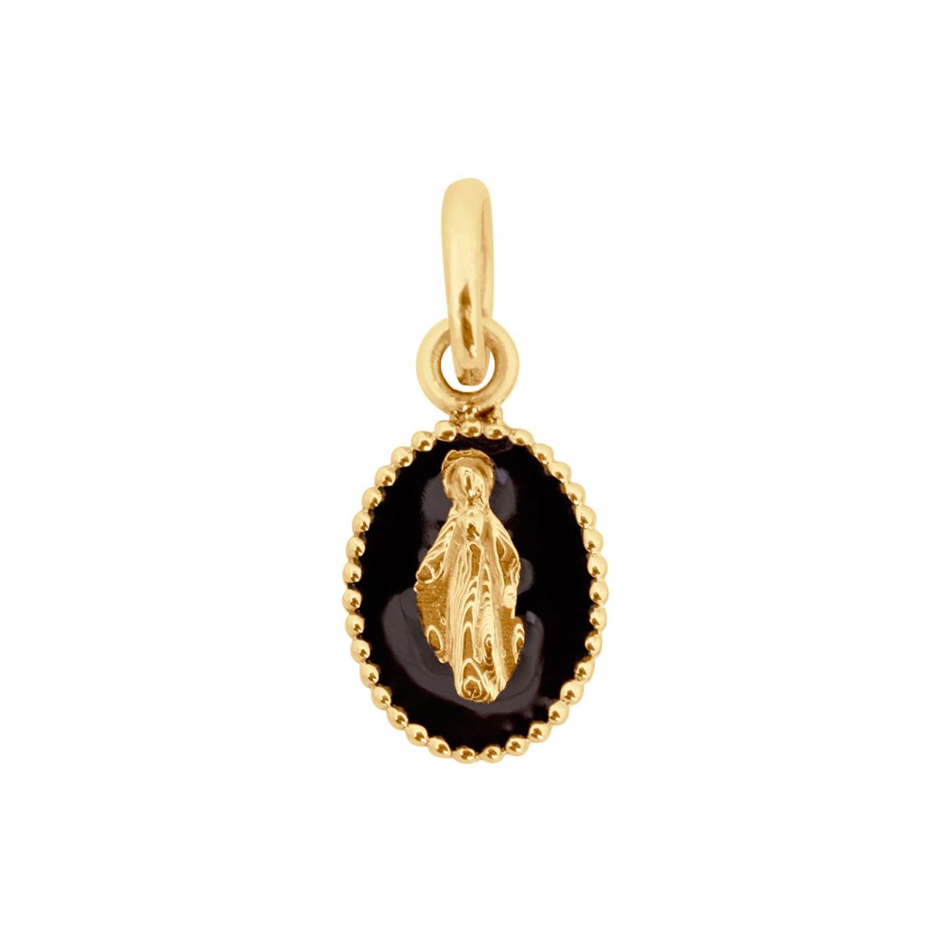 pendentif noir madone, or jaune
