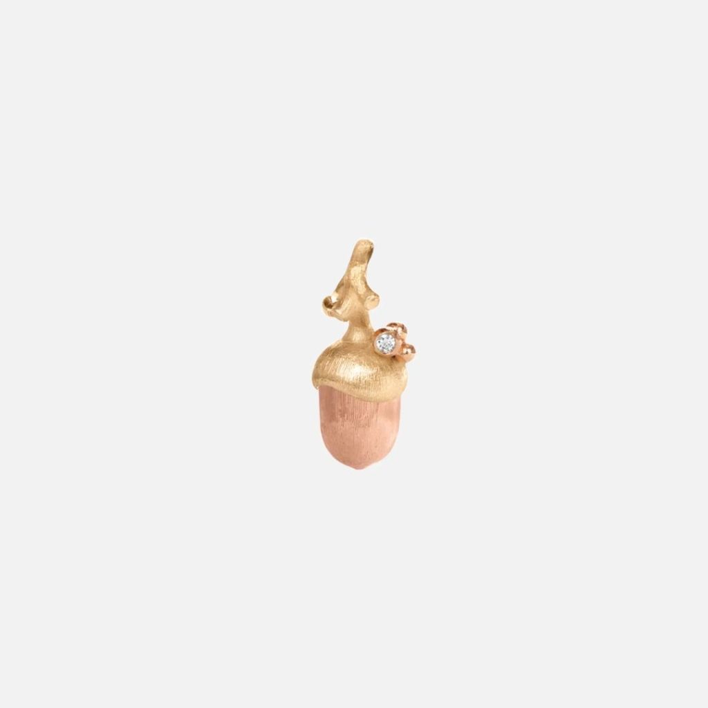 petit pendentif gland, or jaune et or rose