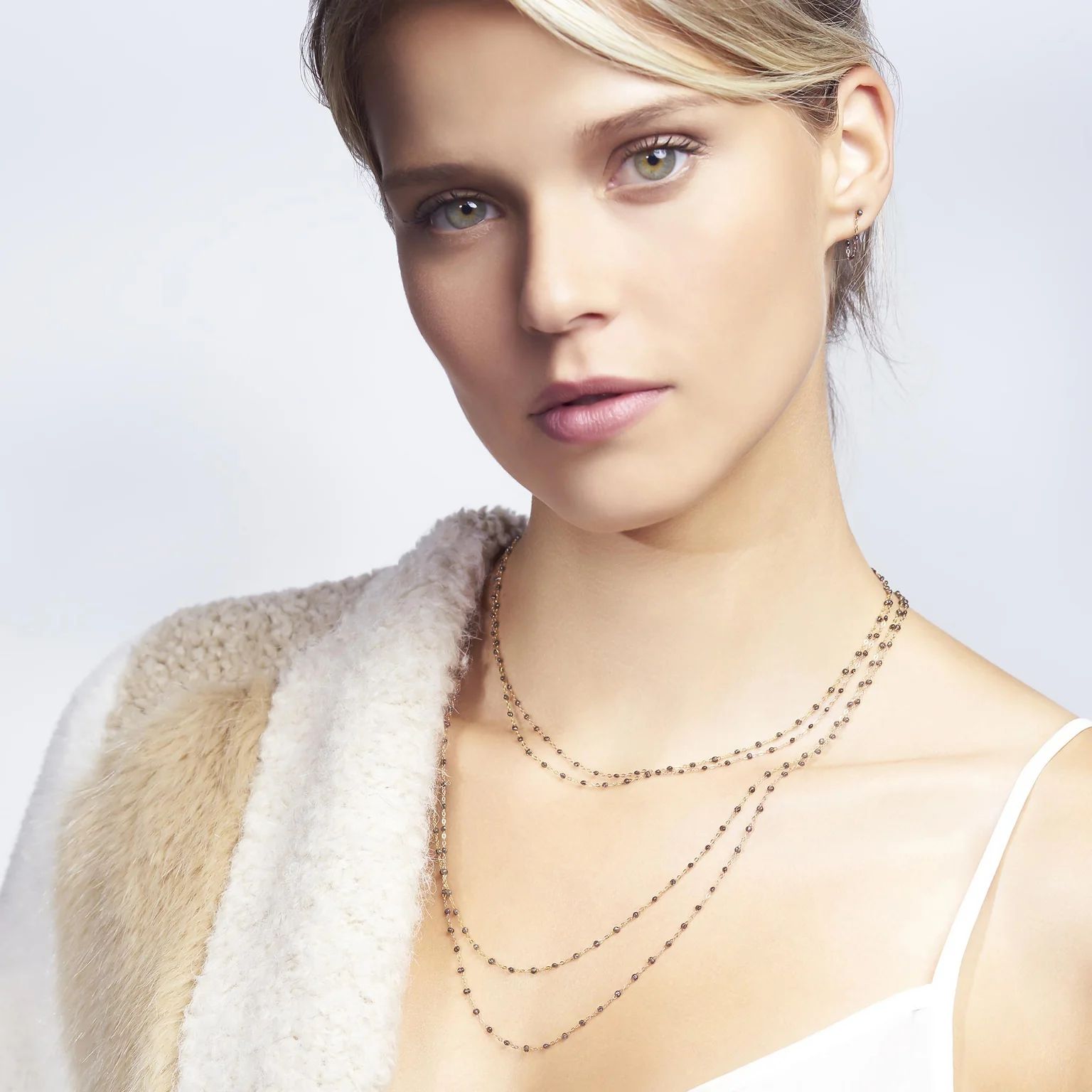 collier quartz classique gigi, or jaune, 42 cm