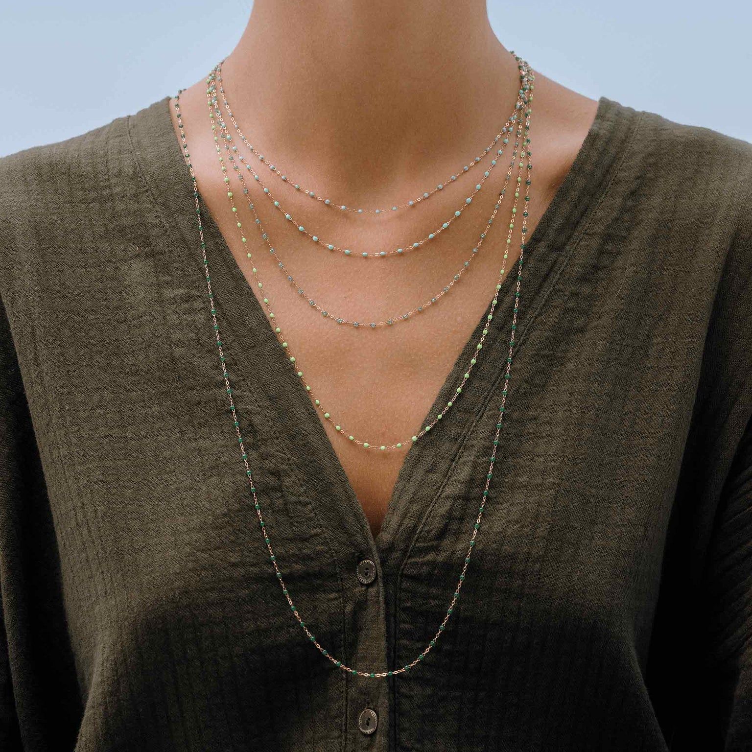 collier glacier classique gigi, or rose, 42 cm
