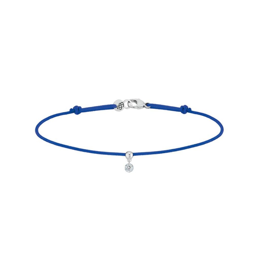 bracelet cordon bb bleu, diamant, or blanc