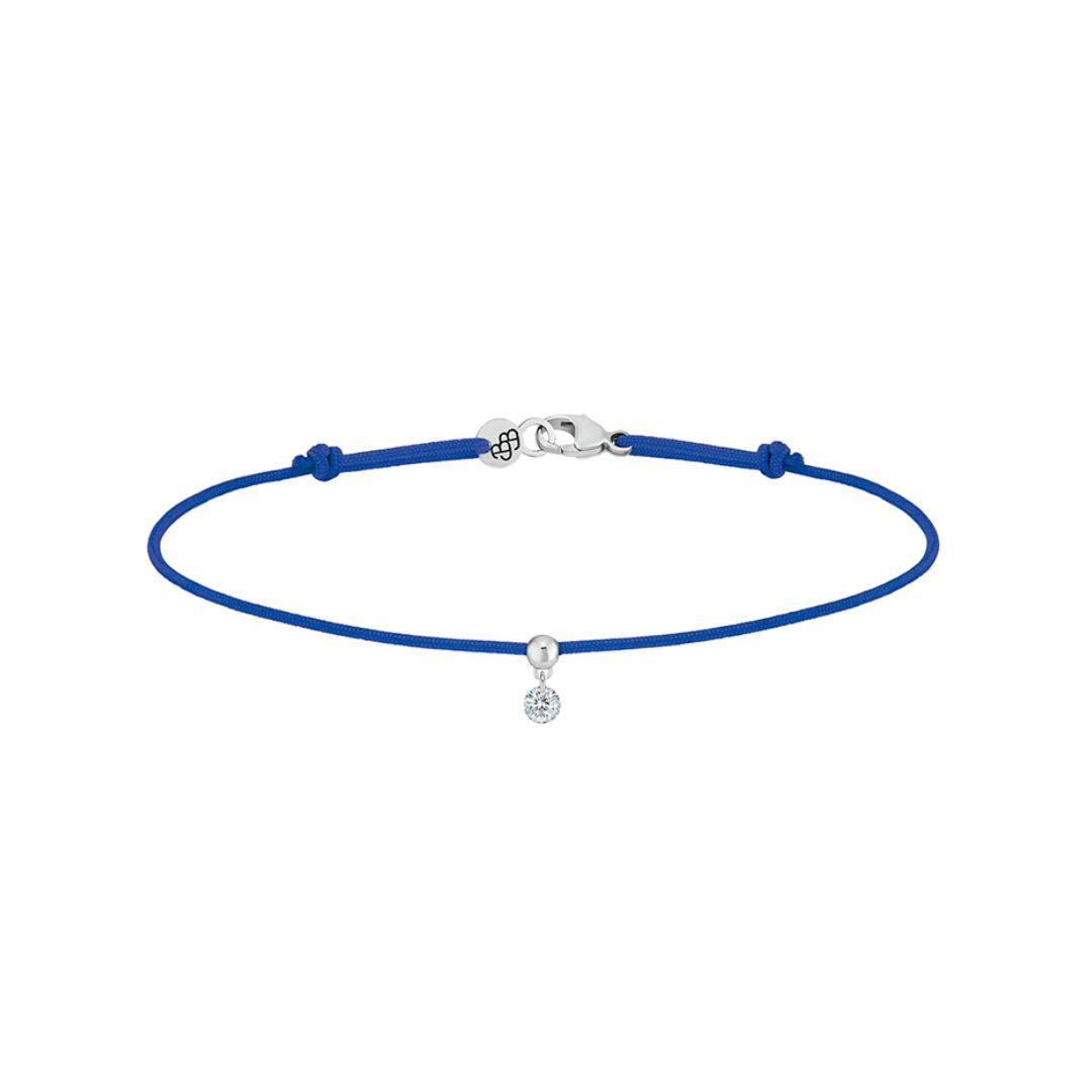 bracelet cordon bb bleu, diamant, or blanc