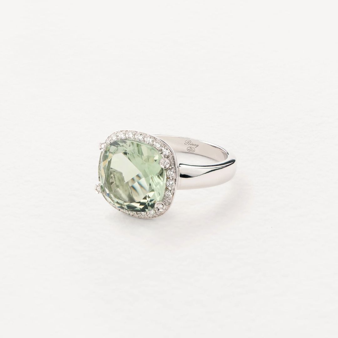 bague filles antik prasiolite, or blanc, t 53