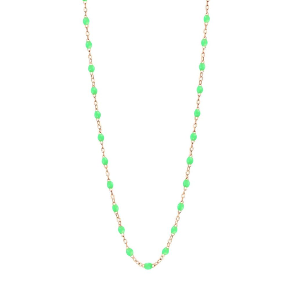 collier vert fluo classique gigi, or rose, 42 cm