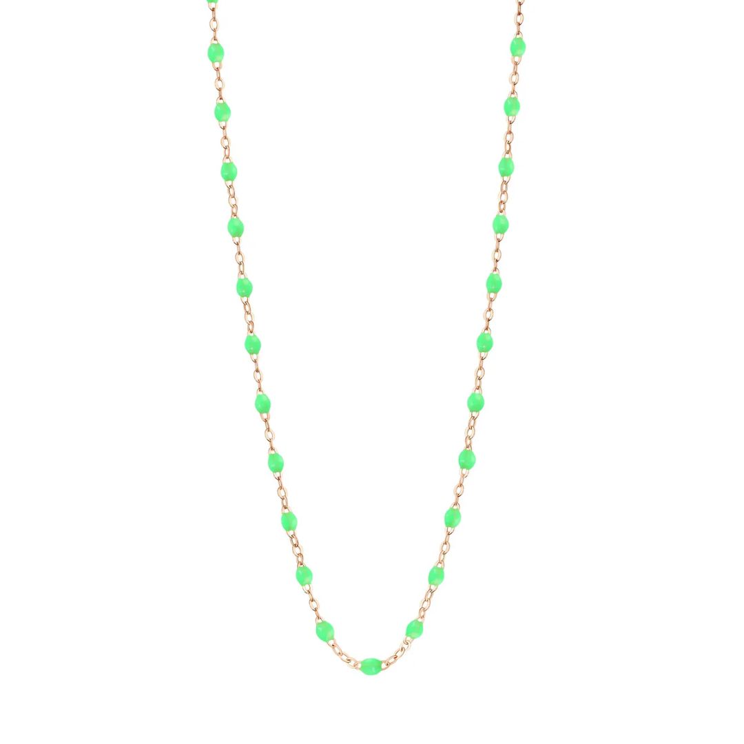 collier vert fluo classique gigi, or rose, 42 cm