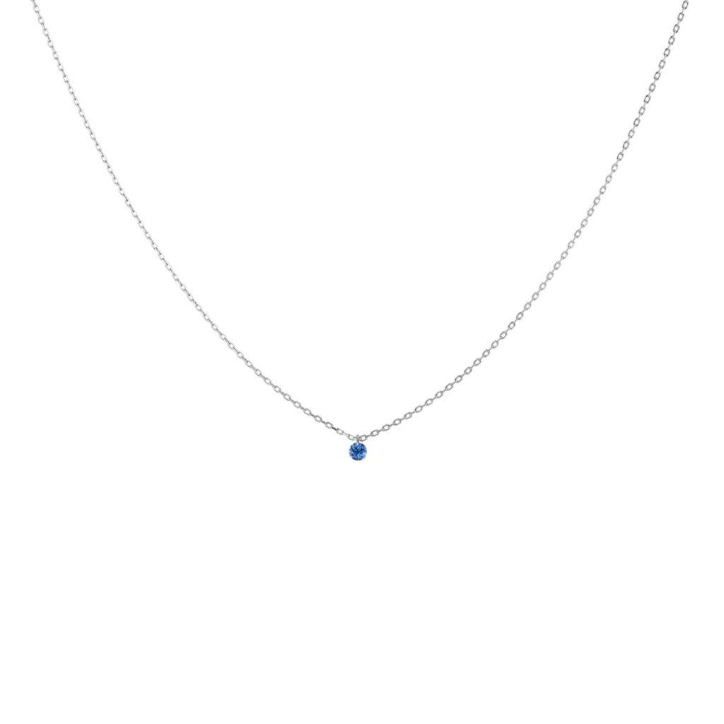 collier mini confetti saphir bleu, or blanc