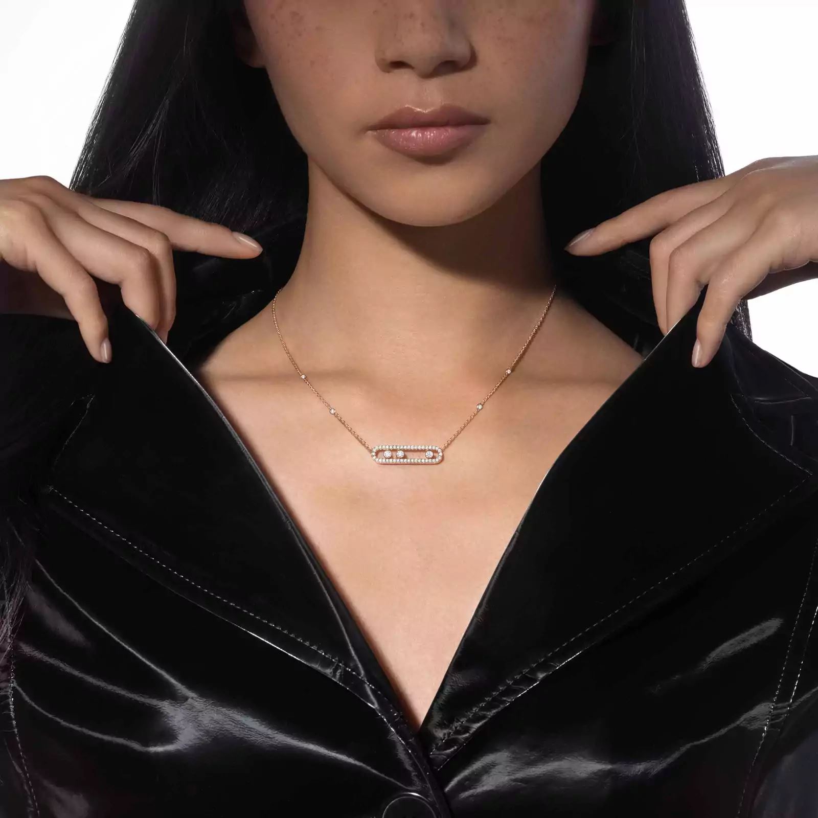 collier move pavé, or rose