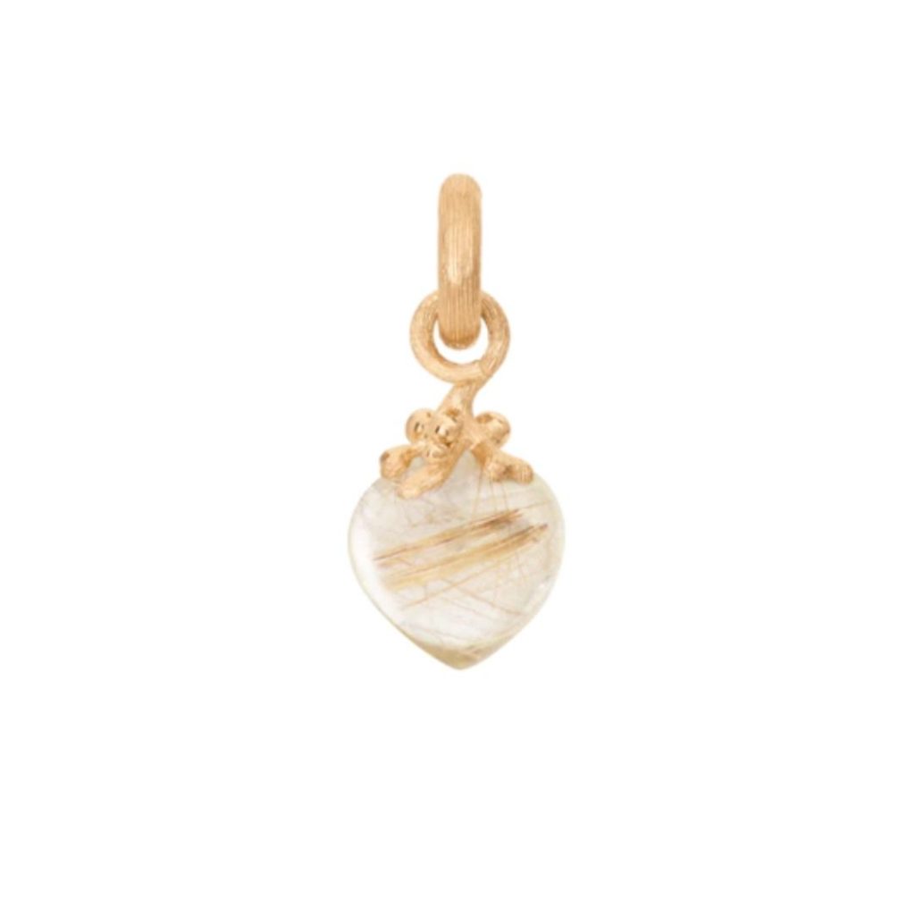 charm goutte de rosee quartz rutile, or rose