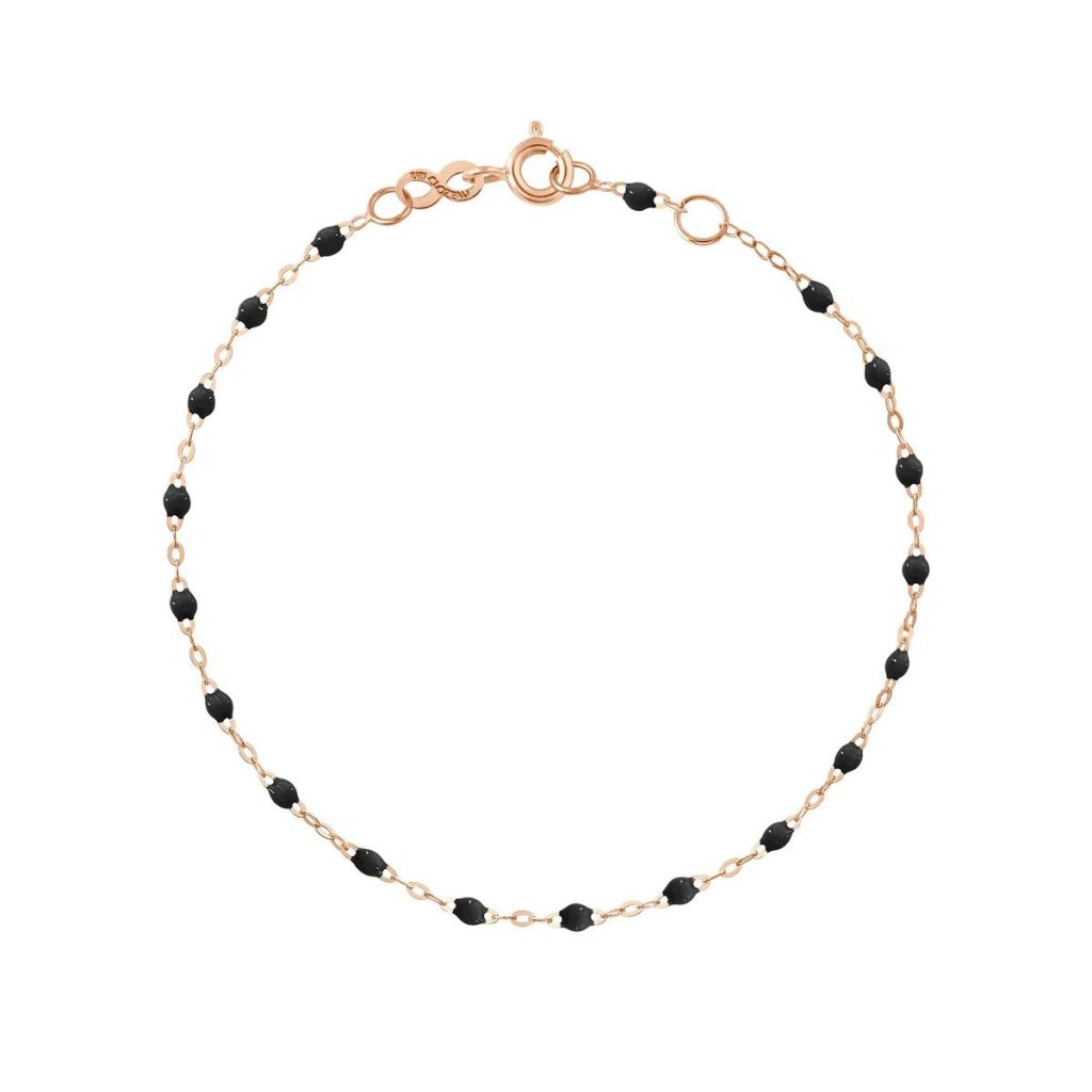 bracelet noir classique gigi, or rose, 15 cm
