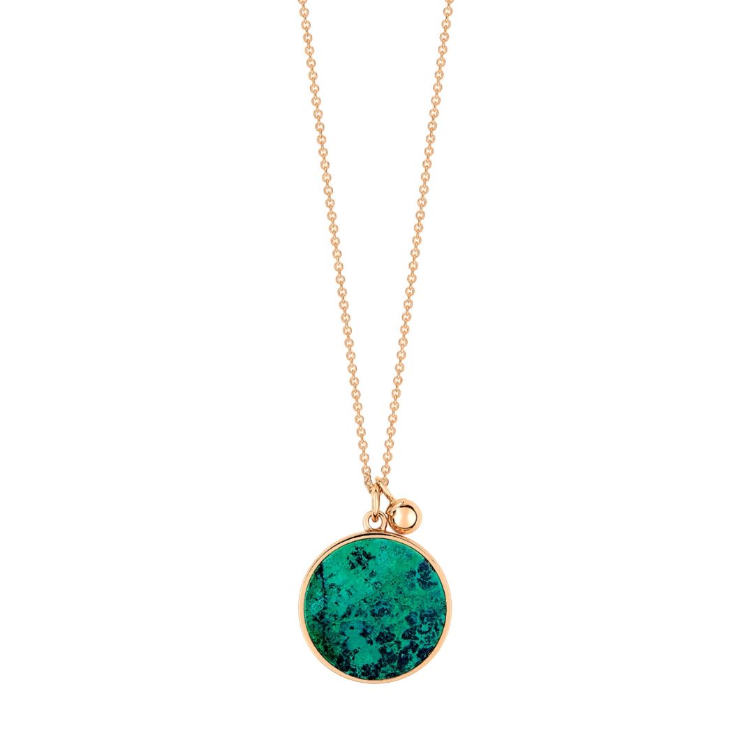 collier ever disc chrysocolle, or rose