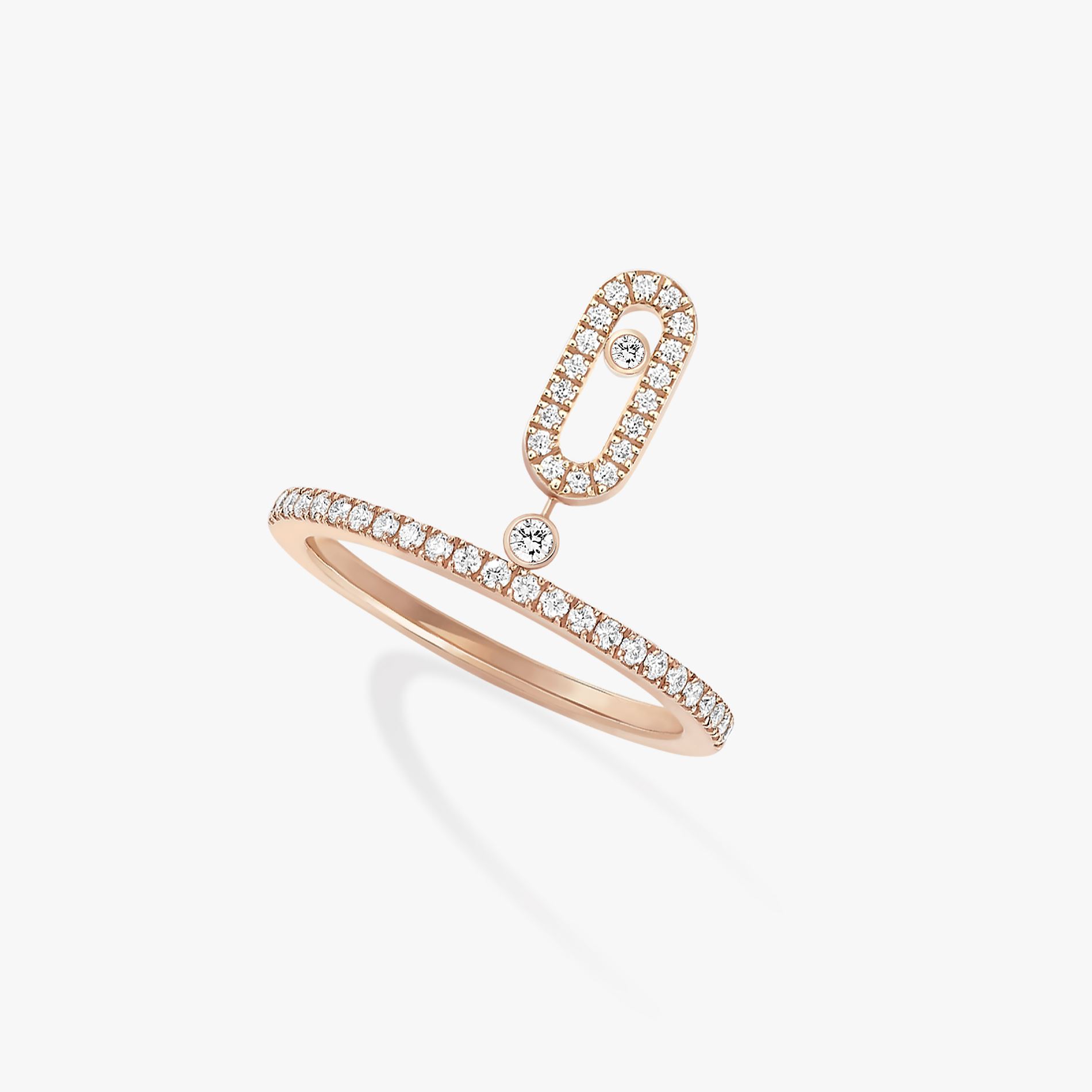 bague move uno pampille pavée, or rose, t 54