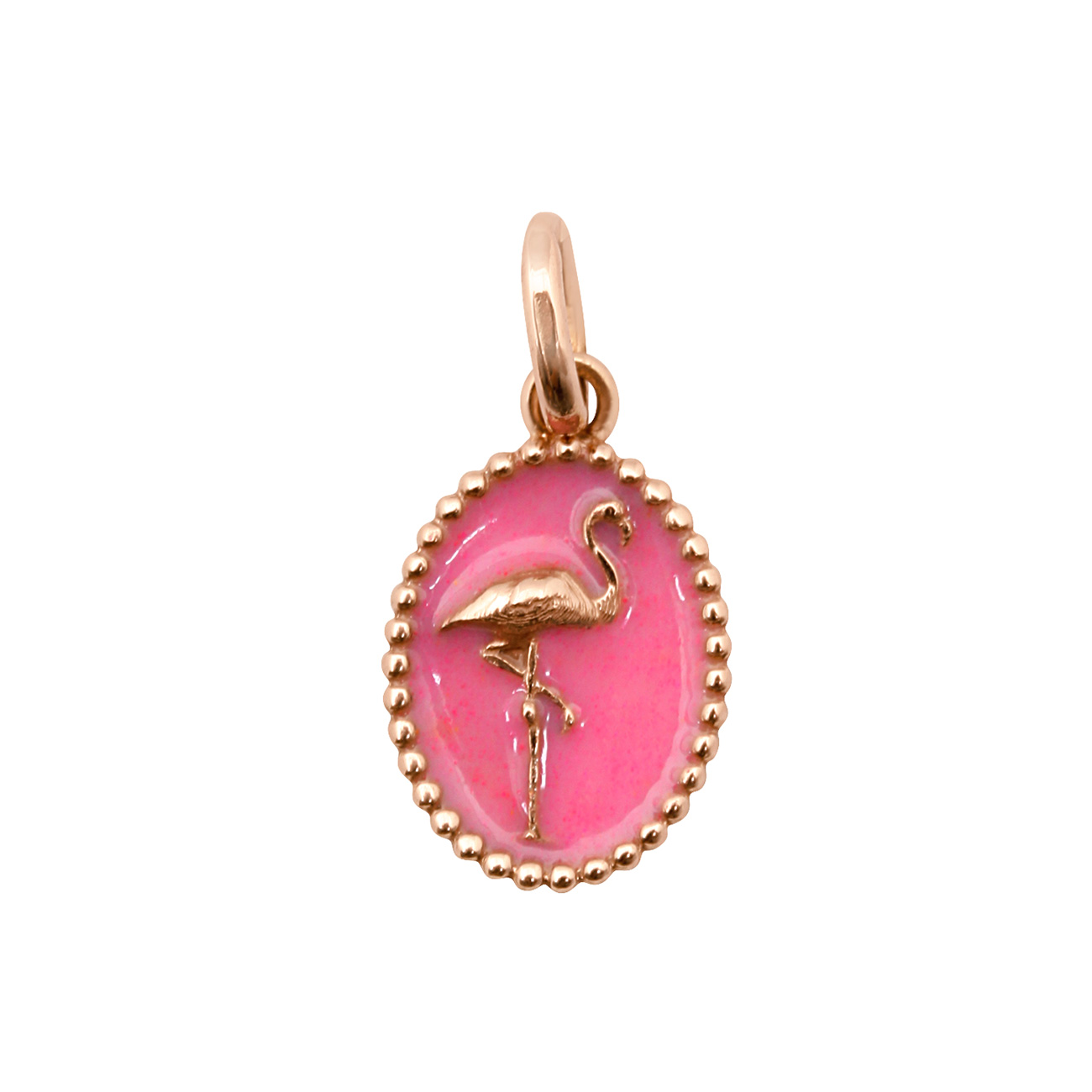 pendentif rose fluo flamant, or rose