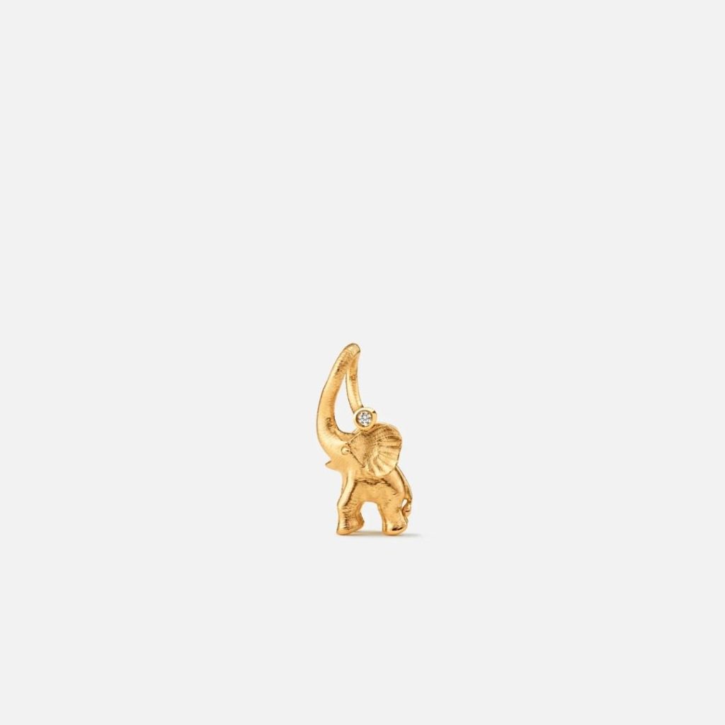 pendentif elephant diamant, or jaune